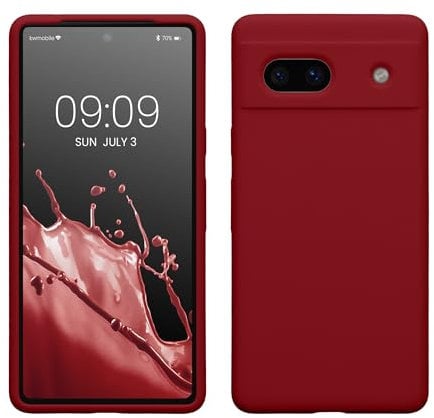 kwmobile Handyhülle für Google Pixel 7a Hülle, für Pixel 7a Case - Hülle Silikon - kabelloses Laden - Rhabarber Rot