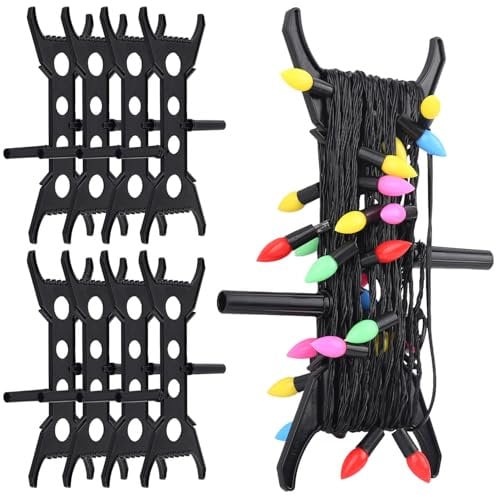 8PCS Christmas String Light Storage, Multi-Purpose String Light Organiser, Christmas String Light Storage Reel for String Lights, Tree Lights Extension Cords, Garlands, Beads, etc, Black