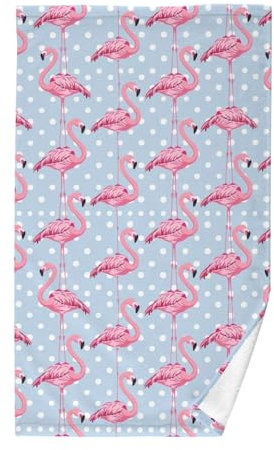 CHIFIGNO Rosa Flamingos mit Punkten, dekorative Handtücher, Baumwolle, Gästebad, Handtücher, niedliche Küchentücher, Waschlappen, 40,6 x 71,1 cm