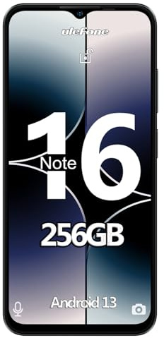 Ulefone Note 16 Pro 256GB ROM SIM-Free & Unlocked Mobile Phones, 50MP Dual Pixel Camera, 4G SIM Free, Android 13, 6.52 inch, Octa Core, 4400mAh, 5G WIFI, Fingerprint Face Unlock, Phone Case, Black