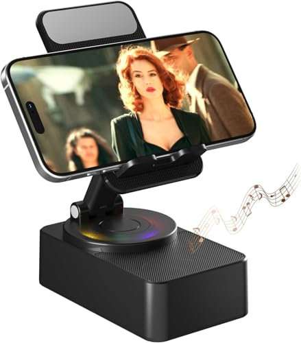 Cell Phone Stand with Wireless Bluetooth Speaker, LED, Anti-Slip Base HD Surround Sound,Perfect for Home/Outdoor with Bluetooth Speaker for Desk Compatible with iPhone/ipad/Android,Gifts for Men Women