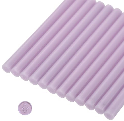 sourcing map 12 Pcs Purple Cylinder Sealing Wax Stick Glue Gun Wax Seal Rod Craft Adhesive Waxing for Letter Seal Wax Stamp,Wedding Invitations, Packaging Decoration