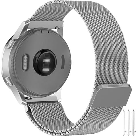 Correa para Garmin Venu 3S Metálica, 18mm Correa de Malla Acero Inoxidable Transpirable y Cómoda Correa para Garmin Vivoactive 4S/ Venu 2S/ Vivomove 3S/ Forerunner 255S /Forerunner 265S