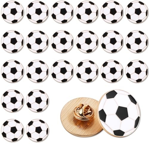 24stk Fußball-Pins, Hochwertige Fußball-Pins Zinklegierung Pin Anstecker Fußball Metall Brosche Fußball Praktisches Zubehör für Mützen Hemden und Rucksäcke Perfektes Geschenk Sportliebhaber