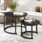HOMERECOMMEND Couchtisch Rund,Satztisch 2er Set,Couchtisch aus Holz,Wohnzimmertisch Modern,Beistelltisch Set mit Metallgestell für Wohnzimmer Balkon,Schwarz