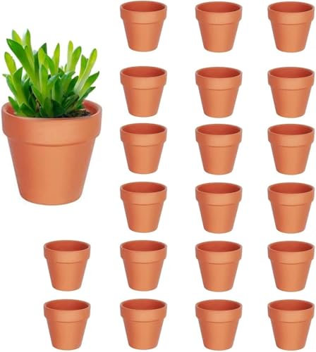 JAONLD 20 Pcs Small Clay Flower Pots 4.5 cm Terracotta Plant Pots Tiny Seedling Pot with Drainage Holes Garden Pots for Plants for Indoor and Outdoor Plant Viewing, Party Favors and Decorations