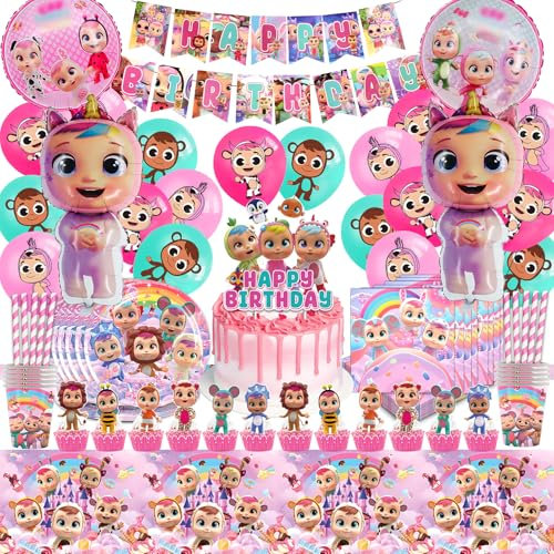 Cry Compleanno Addobbi, Palloncini Cry, Festa Tema Cry Compleanno Decorazioni, Kit Festa Cry Compleanno, Decorazioni Torta, tovaglia piatti bicchieri tovaglioli