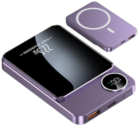 Wireless Charger Power Bank - 20000mAh Portable Magnetic Fast Charging | 20W PD3.0 Alloy Block For | Compact Desk Travel Charger With Magnetic Ring | For Phone Tablet Watch Earphones La