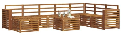 vidaXL Sofagarnituren Natur Massivholz Akazie, Modernes Outdoor-Sofa Set, langlebige Sitzmöbel für Garten, Terrasse, Lounge und gemütliches Wohnen