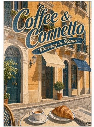 MyPuzzle Rome Coffee und Cornetto – Frühstück - Premium 1000 Teile Puzzle - MyPuzzle Sonderkollektion von Havana Puzzle Company