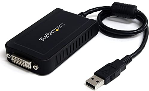 StarTech.com USB to DVI Adapter - 1920x1200 - External Video & Graphics Card - Dual Monitor Display Adapter - Supports Windows (USB2DVIE3), Black
