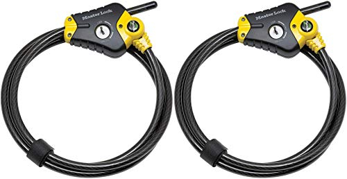 Python Verstellbares Verriegelungskabel, Schwarz und Gelb, 1,8 m x 1,9 cm Durchmesser (2 Stück)