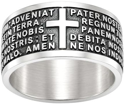 Herrenring aus Silber 925 Vater Unser Gebet Latein für Frauen Oder Unisex