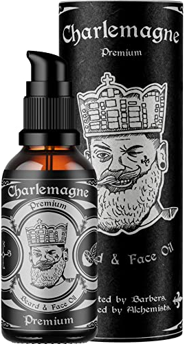 Charlemagne Bartöl Herren - 30ml, Vegan, Bartöl Leder Duft - Natürliches Bartpflege-Öl für Männer, regt Bartwachstum an - Bartwuchsmittel - Beard Oil, Made in Germany