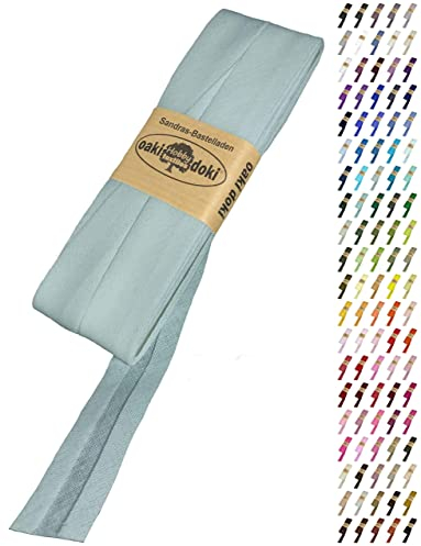 Sandras-Bastelladen Schrägband/Einfassband Baumwolle Uni gefalzt 5m x 20mm 368-Pastelltürkis