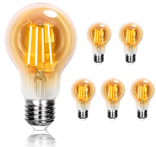 Aigostar Edison Vintage Lampe E27 Filament 8W (Ersetzt 57W), 2200K Warmweiß, 750 Lumen, Vintage LED Glühbirne A60, Abstrahlwinkel 330°, Nicht Dimmbar, 5 Stück