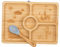CITRON - Piatto in Bamboo con Ventosa per Bambini - Rettangolare - 100% Bamboo Organico, Set Pappa Svezzamento - Bambù Naturale con Ventosa Blu e 4 Scomparti Separati