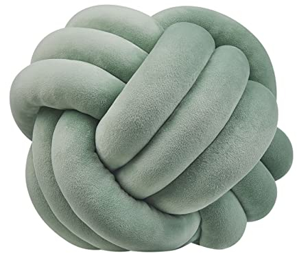 Beliani Knotenkissen Samtstoff grün rund 30 x 30 cm modern dekorativ Malni