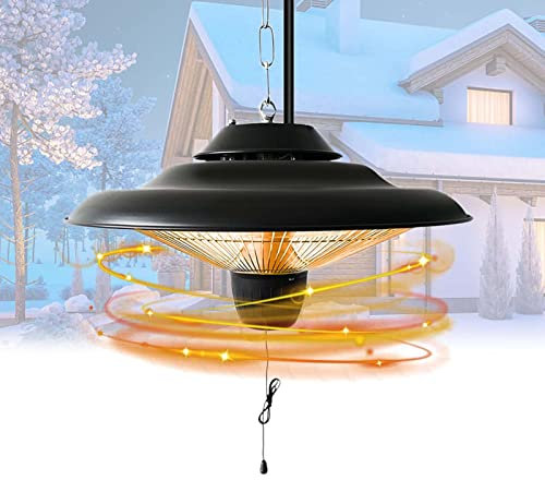 Riscaldatore da Esterno Elettrico Riscaldamento sospeso con 2 modalità Regolabili Riscaldatore da soffitto a 360° per Interni o Esterni