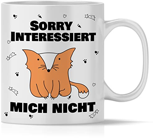 mindmonkeys® Tasse mit Spruch Sorry Interessiert mich nicht FuchsGeschenk für Männer Büro Kollegen lustige witzige Sprüche Geschenk Geschnekidee zum Geburtstag Vatertag Keramik 300 ml
