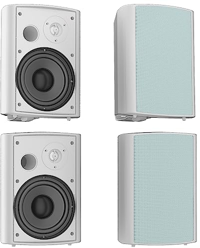 Herdio 800W 6,5 Zoll AußenLautsprecher Wasserdicht, Wandmontage Patio Stereo Indoor Outdoor Lautsprecher mit kraftvollem Bass, Allwettertauglichkeit(4 Lautsprecher weiß)