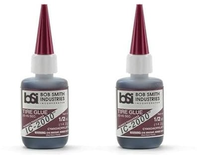 2 x Bob Smith Industries IC-2000 Black Rubber Toughened CA Glue (1/2oz) - BSI117
