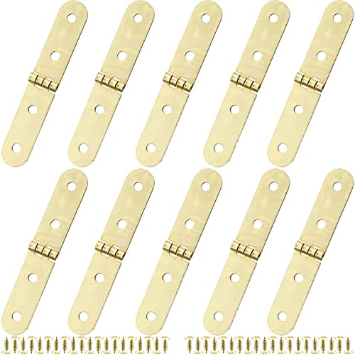 JianLing 10pcs Gold Brass Jewelry Box Hardware Hinges for Wooden Box Lengthen Small Hinges Brass Mini Hinge