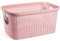 Acan Tradineur - Cesta Colada Rectangular de plástico - Fabricado en España - Capacidad de 35 litros - Estilo Mimbre - 53,5 x 36 x 26,5 cm - Color Rosa Pastel