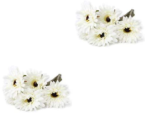 HOMSFOU 10 STK Dekorative Künstliche Gänseblümchen Simulation Gerbera Chrysanthemenblüten Künstliche Outdoor-Pflanzen Gefälschter Gänseblümchenstiel Wie Echt Ornamente Braut Weiß
