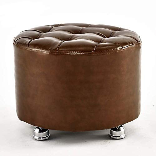 Hocker Ottoman Pouf, runder Fußstützenhocker, tragbarer Make-up-Couchtisch, Stuhl, Hocker, Fußhocker mit Kunstleder - Niedriger Hocker, Sofahocker, 40 x 30 cm
