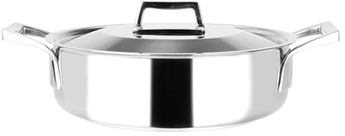 Sitram 711671, Sauteuse Faitout SAINT-GERMAIN en acier inoxydable qualité professionnelle Ø24 cm - tous feux dont induction - Poignée ergonomique, Fond triple épaisseur - Fabrication Française