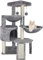 TWDEPART 95cm Cat Tree with Scratching Posts, Multi-Level Climbing Activity Centre, Cat Condo & 2 Hammocks, Durable Sisal & Plush Furniture for Indoor Cats/Kittens, Grey
