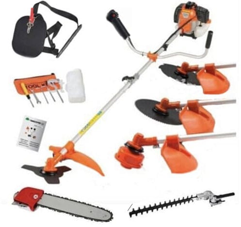 62cc Gasoline Brush Cutter 6 in 1 Weed Wacker 2 Strokes Hedge Trimmer Pole Saw Gardening Tool