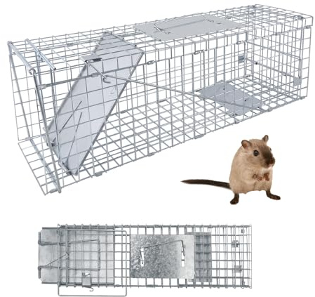 HSHa Lebendfalle Mausefalle Stabile Katzenfalle Marderfalle 62cm Tierfalle Lebendfalle für Ratten Marder 1 Eingänge