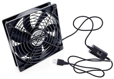 JZK USB 120mm 5V con Ventilador de refrigeración, 3 velocidades con ventilación Ajustables, computadora Caja, Bricolaje Audio y Video,TV, Amplificador Potencia, Prueba Carga electrónica y proyector