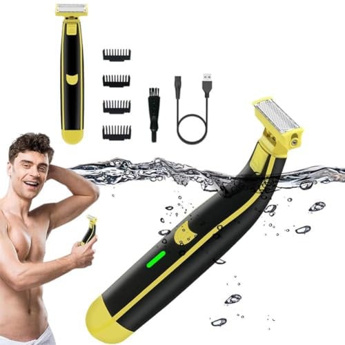 Afeitadora de cuerpo completo lavada en húmedo y seco, recortadora impermeable en húmedo y seco, afeitadora eléctrica para hombre, afeitadora doble húmeda y seca, peluquería corporal para hombre,