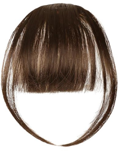 LOPHE Clip in Pony, Clip on Air Bangs Französischer Pony, Einteilige Perücke mit natürlichem Pony, Haar-Pony für den, Pony-Verlängerung für Damenperücken(Hellbraun)