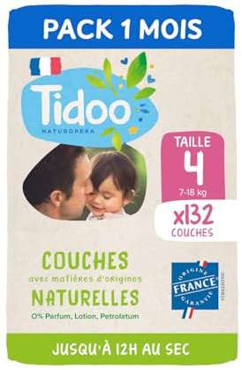 TIDOO - Windeln Größe 4 7-18 kg – umweltfreundliche Babywindeln – Einwegwindeln mit natürlicher Zusammensetzung – freundlich für empfindliche Haut – 12 Stunden Schutz – 3 x 44 Windeln
