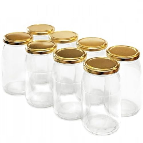 made in home - Honigglas mit Schraubverschluss 815ml Bienenhonig mit Deckel + Goldverschluss 82/6 Marmeladenglas (48)