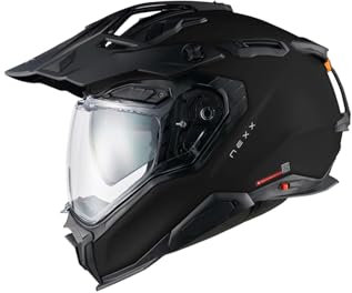 NEXX X.WED3 Plain schwarz matt Fiberglas Adventure Helm Cross Enduro Integral mit Pinlock Sonnenblende ECE 22.06, XL 61/62