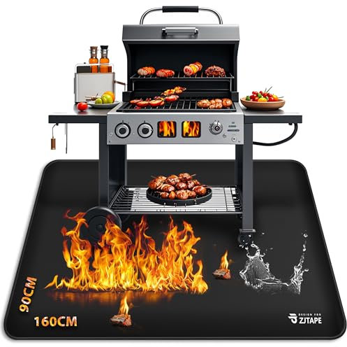 Base ignífuga – 160 x 90 cm plegable para barbacoa, protección del suelo, base de fibra de vidrio de silicona, resistente al agua, para barbacoa, suelo, chimenea, césped y camping