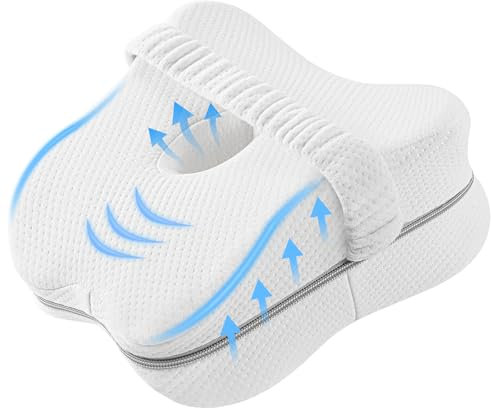 Ainiv Kniekissen, Ergonomisches Seitenschläferkissen Memory Foam Knie Kissen, Orthopädisches Bein-Kissen für Stützt Beine, Knie, Hüfte Rücken und Schwangerschaft, Abnehmbar und Waschbar
