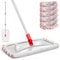 Myiosus Microfibre Mop for Floor Cleaning, Large Flat Floor Mop with 5 Reusable Washable Pads and Adjustable Handle, Wet Dry Dust Mops for Hardwood Laminate Wood Tile Vinyl Floors (Red)
