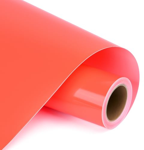 AMAZINGHOME Neonorange Plotterfolie Vinyl - 30,5 x 400 cm, selbstklebende Vinylfolie für Plotter mit PET-Träger, einfaches Entgraten & blasenfrei