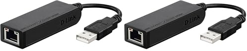 D-Link DUB-E100 High-Speed USB 2.0 Fast Ethernet 10/100 Mbit/s Ethernet Adapter, Black (Pack of 2)