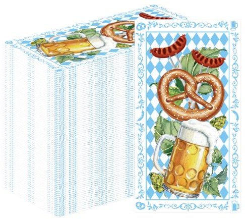 Yomover Oktoberfest Servietten Blau Weiß, 100 Stück Oktoberfest Bayern Servietten Deko, Oktoberfestdeko Tischdeko Papierservietten Junge Mädchen 11x20cm