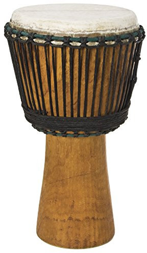Fame Djembe 12x24, Handgeschnitzt, Mahagoni, Naturfarben, Traditionelles Schnurspannsystem, Hochwertiges Ziegenfell, Hergestellt in Elfenbeinküste, Afrikanisches Custom Design