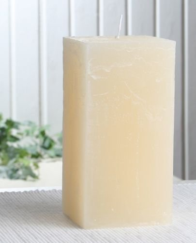 Rustik-Stumpenkerze, viereckig, 15 x 7,5 x 7,5 cm Ø, Creme