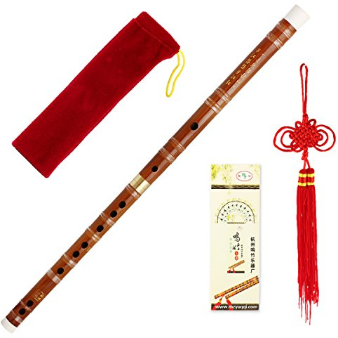 Kmise Bamboo Flute Dizi Traditional Handmade Chinese Musical Instrument Vintage Dizi (D Key)