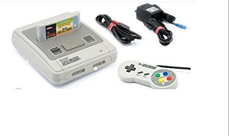 Original Super Nintendo / SNES Konsole - deutsche PAL Version (komplett Set und sofort spielbereit, mit allen Kabeln und 2 NEUEN remake Controllern) OHNE Originalkarton und OHNE Spiele, Super Nintendo Entertainment System